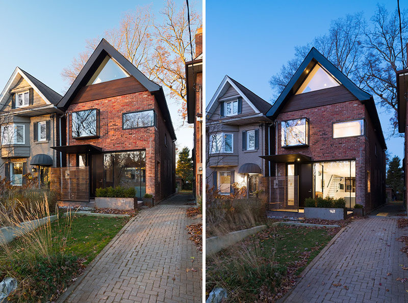 The bricks used on the front exterior of this family home are were preserved and repaired during the redesign of this house that was originally built in the early 1930s.