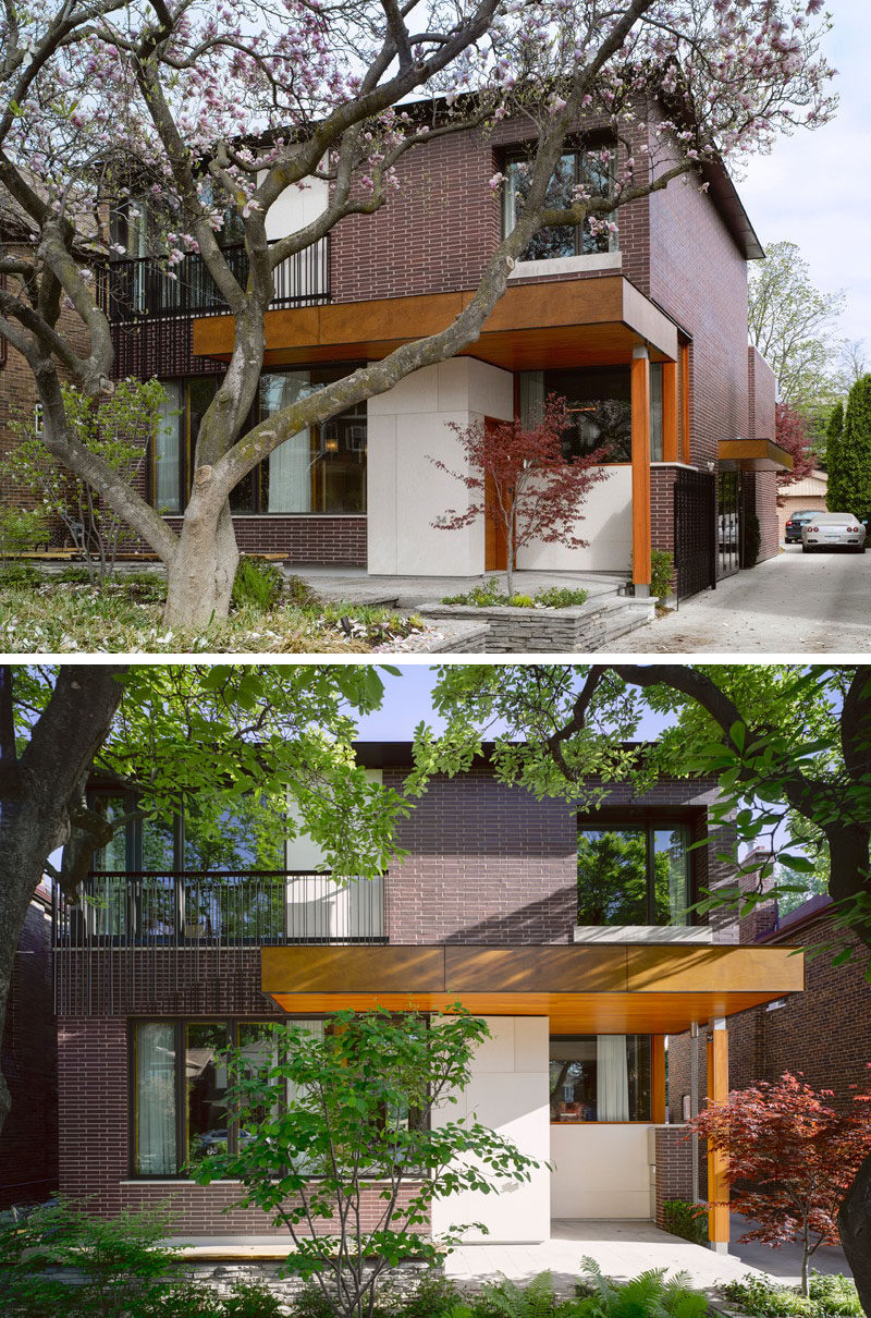 The bricks used on the exterior of this suburban home give it a timeless look that fits in with the other homes in the neighborhood and will help it age gracefully.