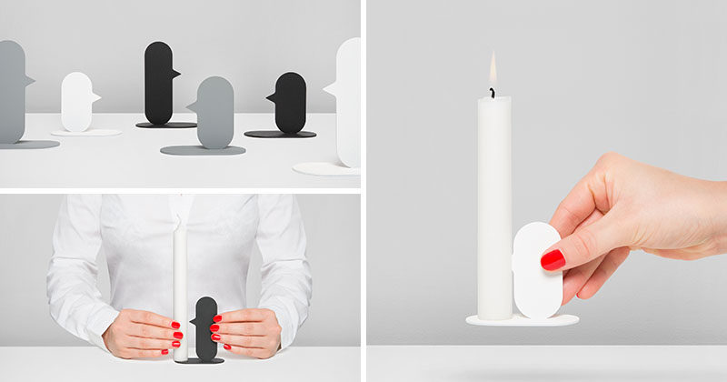 Belgian industrial designer Quentin de Coster has designed NOSE, a prototype for a minimalist candle holder, where the candle is held in place on the nose of the abstract profile.