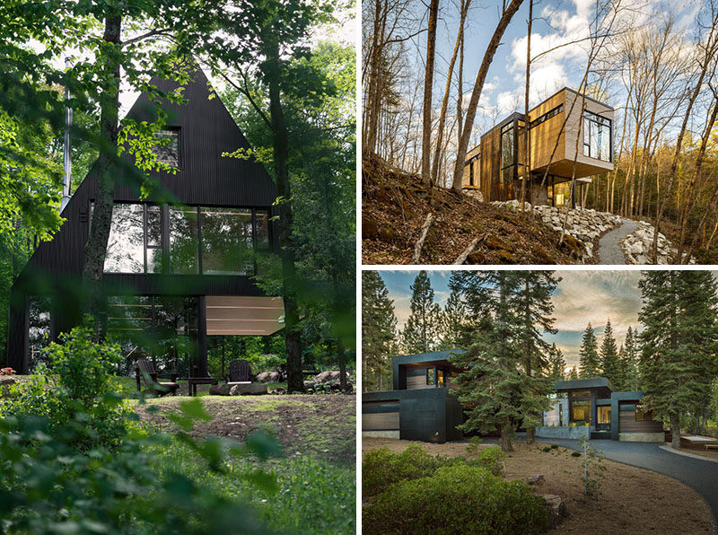 Living in a forest doesn't necessarily mean you have to live in a rickety old cabin. Here are 18 modern houses in the forest that fit right in with nature. #ModernHouse #ModernArchitecture #HouseInForest #HouseDesign