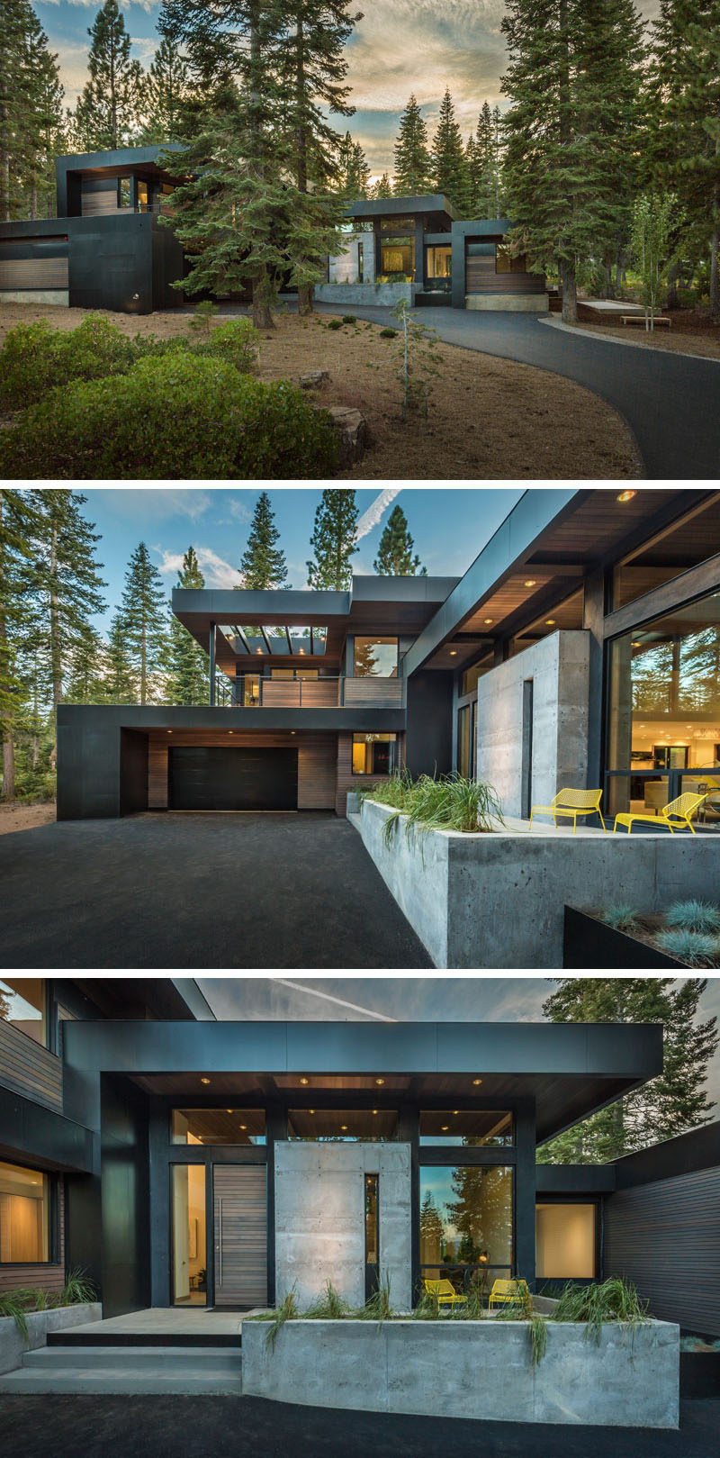 18 Modern House In The Forest // This home tucked into the forest is surrounded by trees on all sides, creating a beautiful scene no matter the season.#ModernHouse #ModernArchitecture #HouseInForest #HouseDesign