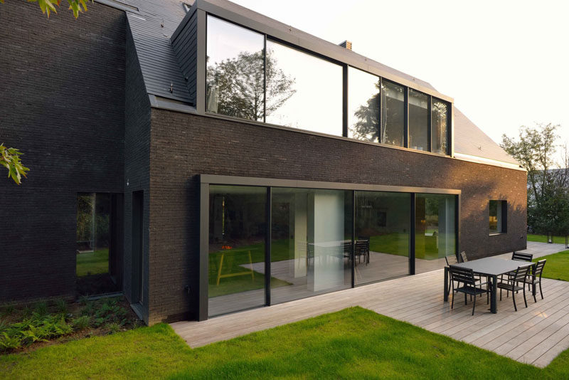 Just off the dining room of this modern home is a deck area with space for an outdoor dining area.