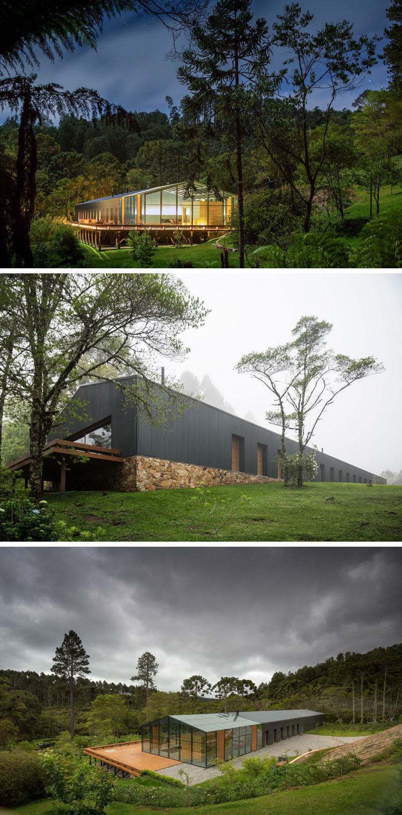 18 Modern House In The Forest // This house high in the Brazilian mountains is surrounded by lush rainforest to provide the healthiest air possible. #ModernHouse #ModernArchitecture #HouseInForest #HouseDesign