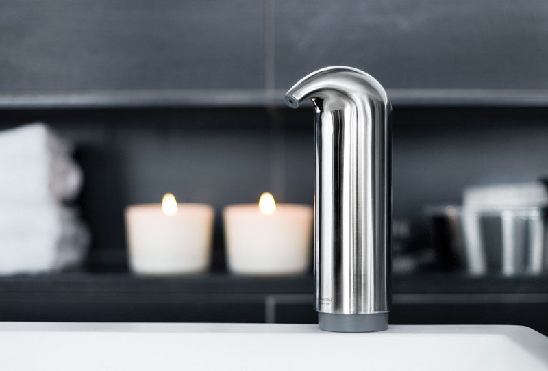 Bathroom Decor Ideas- Sophisticated Soap Dispensers // A sleek shiny soap dispenser like this one sitting next to your sink just screams sophistication to all who enter.