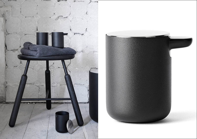 Bathroom Decor Ideas- Sophisticated Soap Dispensers // This black soap dispenser is the perfect addition to any modern bathroom that needs a touch of sophistication added to it.