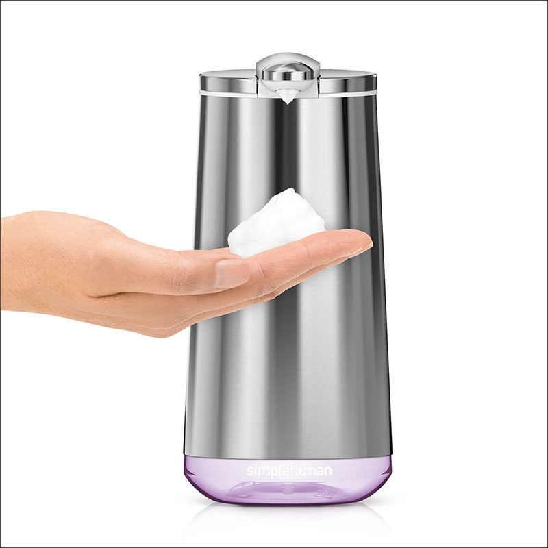 Bathroom Decor Ideas- Sophisticated Soap Dispensers // This sleek shiny soap dispenser is so high tech you don't even need to touch it to get soap onto your hands.