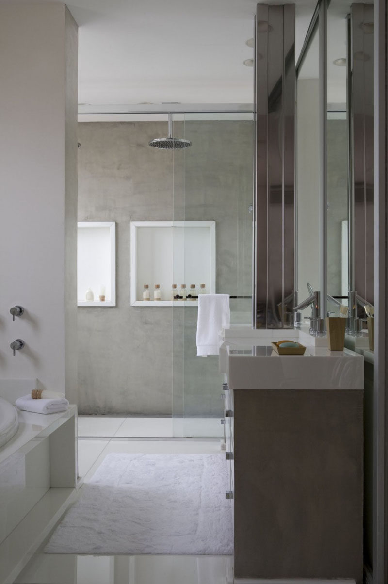 Bathroom Design Idea - Create a Spa-Like Bathroom At Home // Install a rainfall shower head.