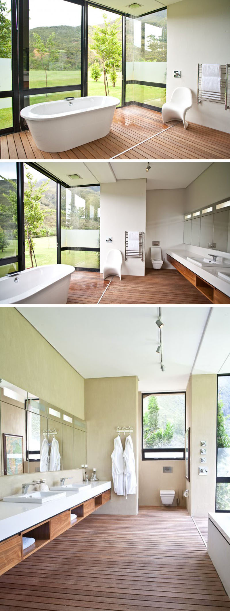 Bathroom Design Idea - Create a Spa-Like Bathroom At Home // Install a rainfall shower head.