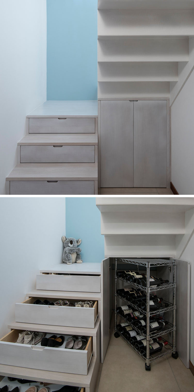Stairs Design Idea - Hide Shoe And Wine Storage Within Your Stairs