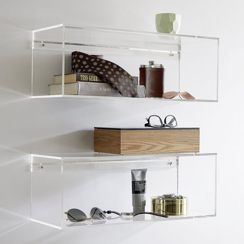 5 Ways To Use Acrylic Decor Throughout Your House // Bathroom - These clear acrylic shelves make your essentials appear to float.