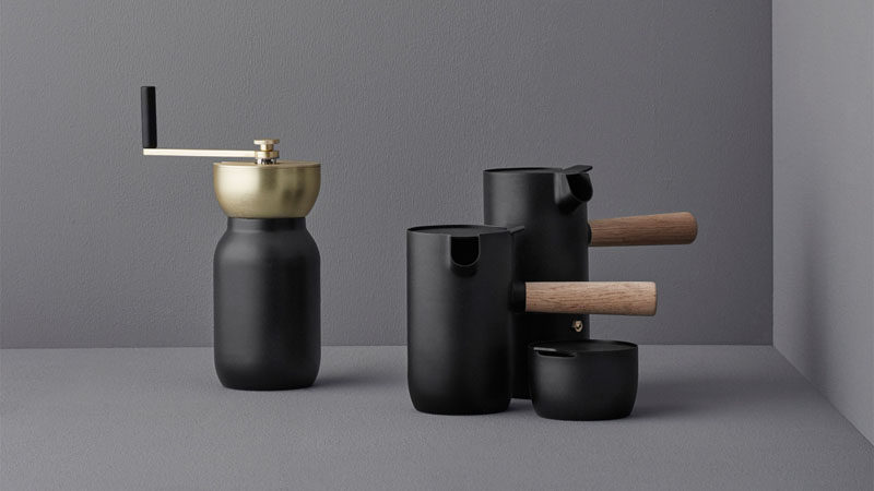 13 Modern Gift Ideas For Coffee Connoisseurs // This matte black and gold coffee grinder will help create the perfect cup of coffee by providing freshly ground beans for every cup.