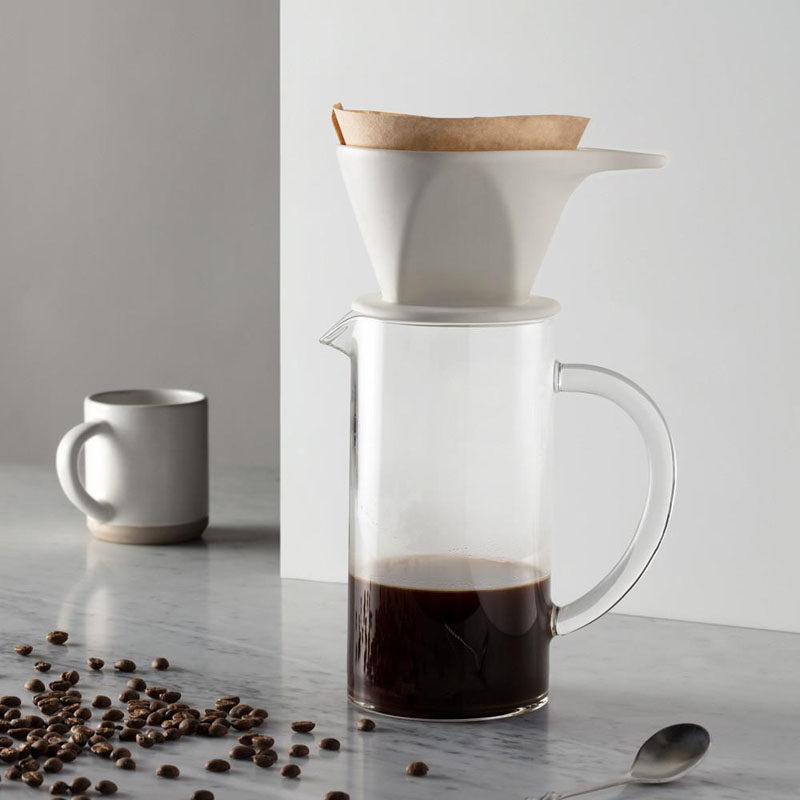 17 Modern Coffee Makers That You'll Want To Show Off // The matte white finish on this ceramic pour over dripper gives it a minimalist, modern look.