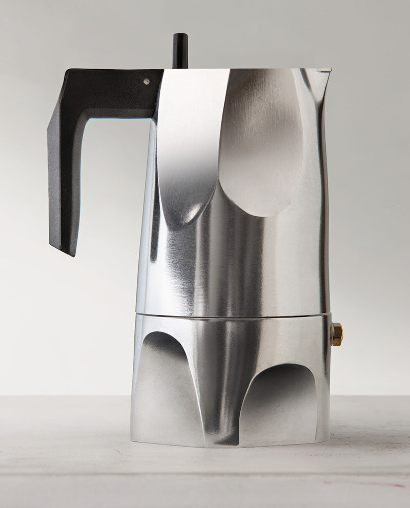 17 Modern Coffee Makers That You'll Want To Show Off // This moka pot coffee maker was inspired by the original design of the moka pot as well as by the unique form of the volcanic stone after which it's named.