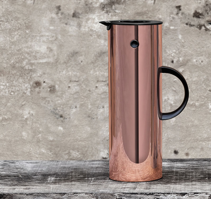 Kitchen Decor Ideas - 12 Ways To Add Copper To Your Kitchen // Keep hot drinks hot and cold drinks cold in this copper pitcher with a glass lining for perfect insulation.