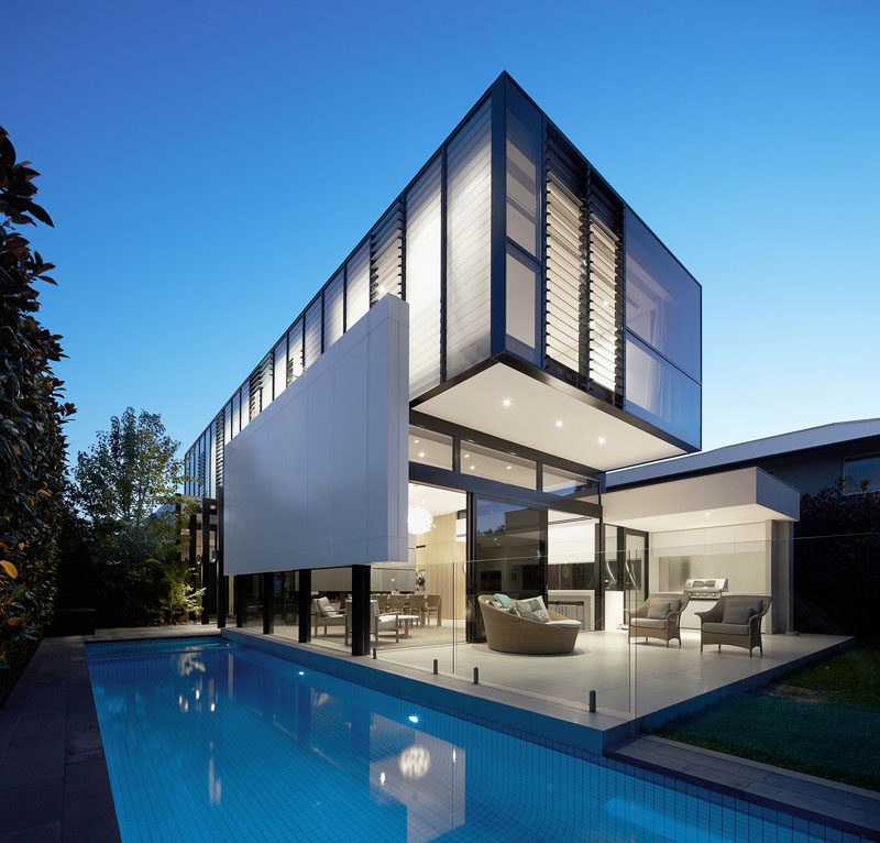 Celebrate Australia Day With These 14 Contemporary Australian Houses | The black and white exterior of this suburban Melbourne home matches the simplicity of the interior of the house but still makes a statement.
