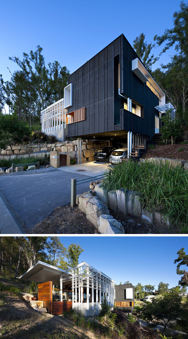 Celebrate Australia Day With These 14 Contemporary Australian Houses | The black and white exterior of this Brisbane house gives it a modern look.