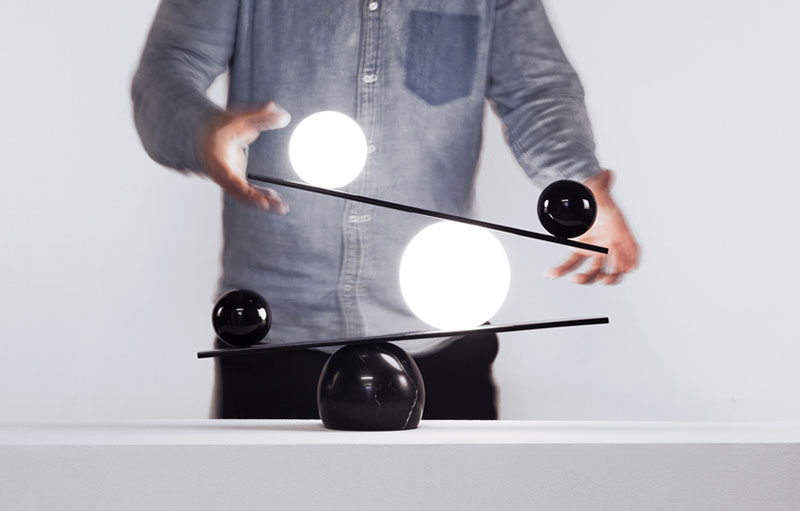 Unique Modern Lamp - The Balance table lamp, designed by Victor Castanera for manufacturer Oblure, is a lamp that creates a look of balance between dark and light, and black and white.