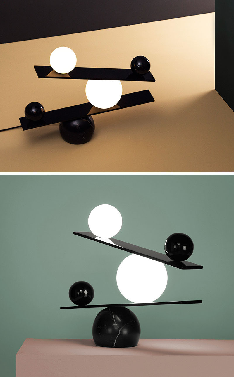 Unique Modern Lamp - The Balance table lamp, designed by Victor Castanera for manufacturer Oblure, is a lamp that creates a look of balance between dark and light, and black and white.