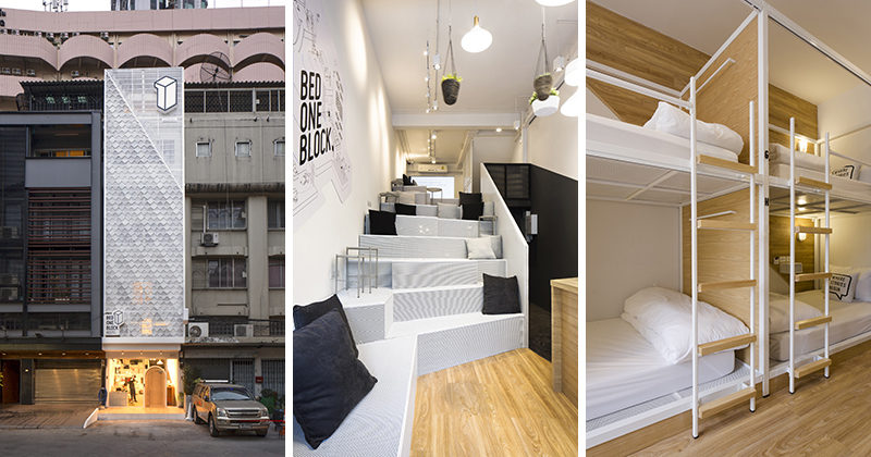 This modern hostel design in Bangkok, Thailand brings a fresh look to the street