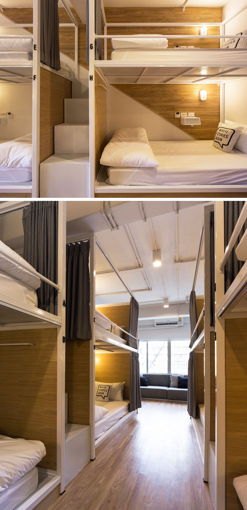 This modern hostel design in Bangkok, Thailand brings a fresh look to the street