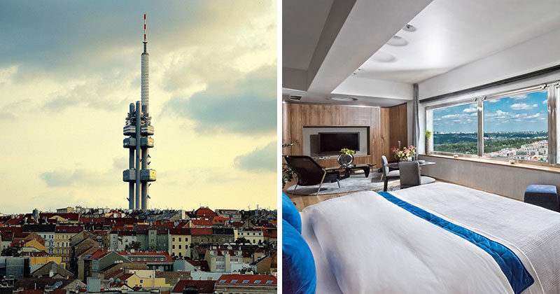Located in one of the cabins of the Tower Park Praha, also known as the Žižkov Television Tower, in Prague, sits a hotel unlike any other you've stayed at. As the name suggests, the One Room Hotel indeed only has a single room.