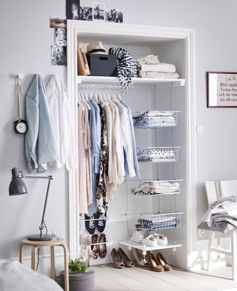 6 Bedroom Design Ideas For Teen Girls // Whether it's a dresser, a clothing rack, or built in closet organization, ample clothing storage is a must for any teen girl bedroom.