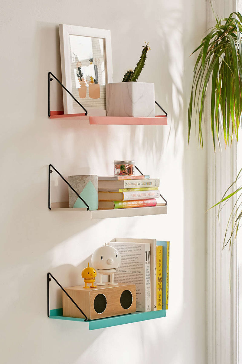 8 Bedroom Wall Decor Ideas // Shelving - Hanging shelves on your bedroom walls gives you the freedom to add even more decor pieces to your walls and lets you get creative in terms of what the shelves look like. 