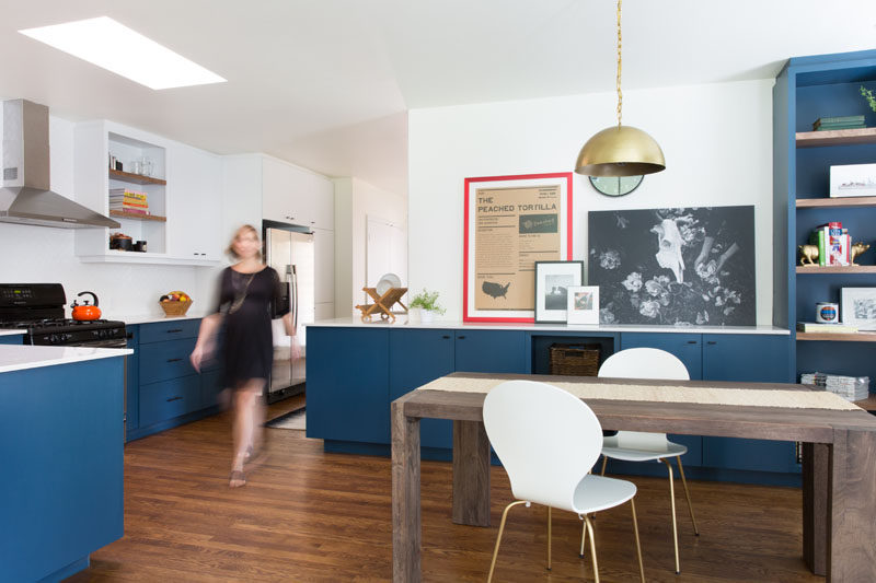 This Home In Austin Received An Updated White And Navy Blue Kitchen