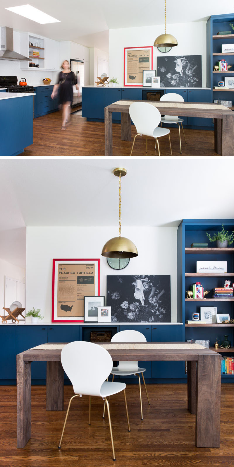 This Home In Austin Received An Updated White And Navy Blue Kitchen