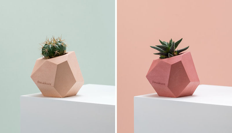 These small colorful concrete planters add a modern geometric look to your home decor, and are the ideal size for a small cactus or succulent.