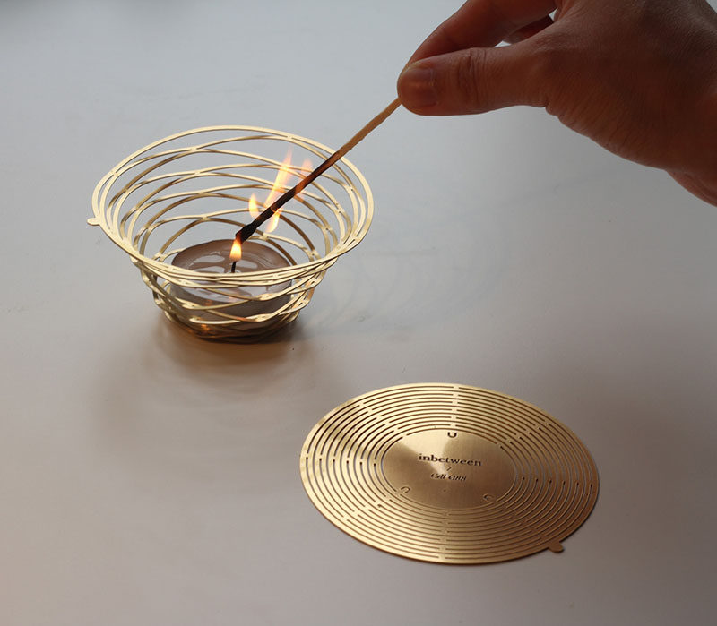 This minimalist metal candle holder starts out as a brass disc and can be formed into a modern tealight holder with just the use of your hands, making it a great way to add a personal touch to your home decor. 