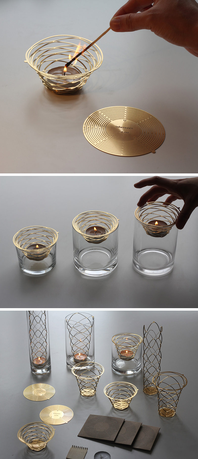 This minimalist metal candle holder starts out as a brass disc and can be formed into a modern tealight holder with just the use of your hands, making it a great way to add a personal touch to your home decor. 