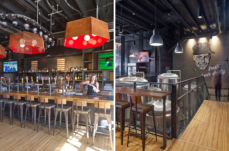 Modern Office of Architecture and Design (MODA) have completed Trolley 5 Restaurant & Brewery, a brew pub full of industrial elements on a popular street in Calgary, Alberta.