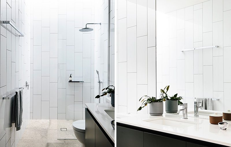 Bathroom Tile Design Idea - Oversized Subway Tiles Installed Vertically Instead Of Horizontally