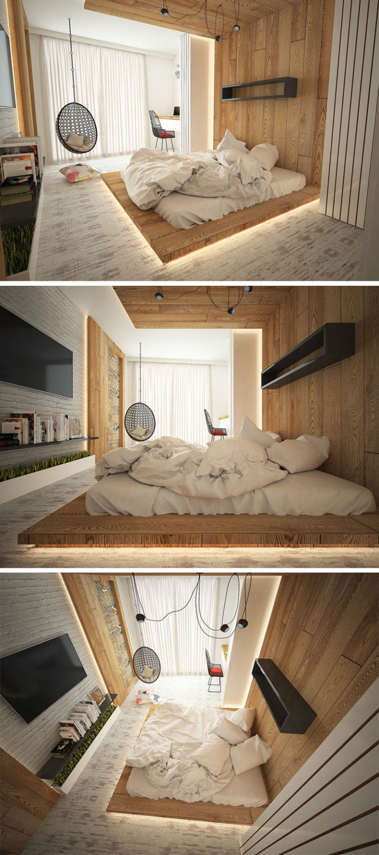 Highlight Your Bed With A Floor-To-Ceiling Headboard And Hidden Lighting