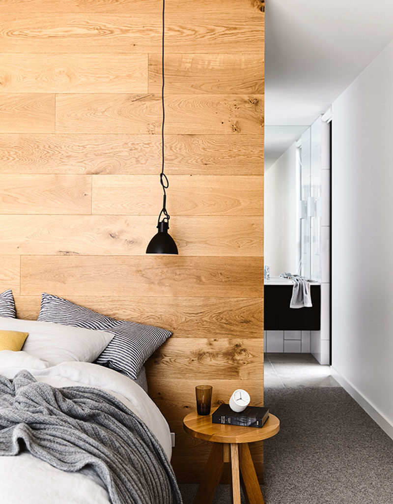 Bedroom Design Idea - Install A Wood Accent Wall Behind The Bed Instead Of A Headboard