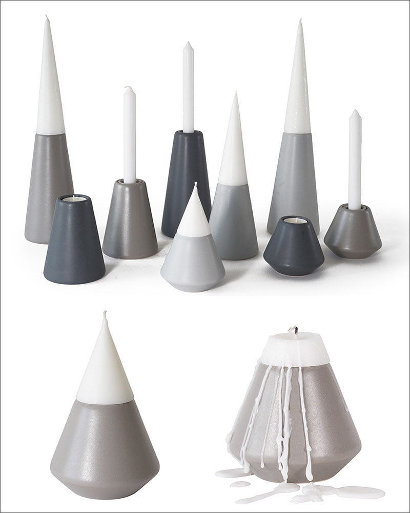 These creative candle holders are designed to look like a volcano