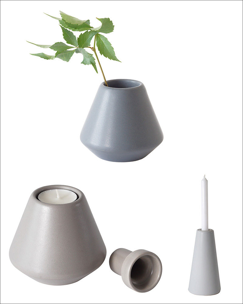 Small inserts inside these candle holders can be removed to transform the Vulcano candle holders into elegant tiny vases just the right size for a few wildflowers or replacement candles.