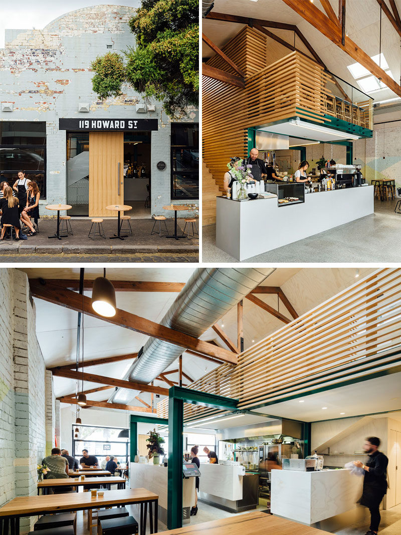 This modern coffee shop has been designed around the central service bar area.