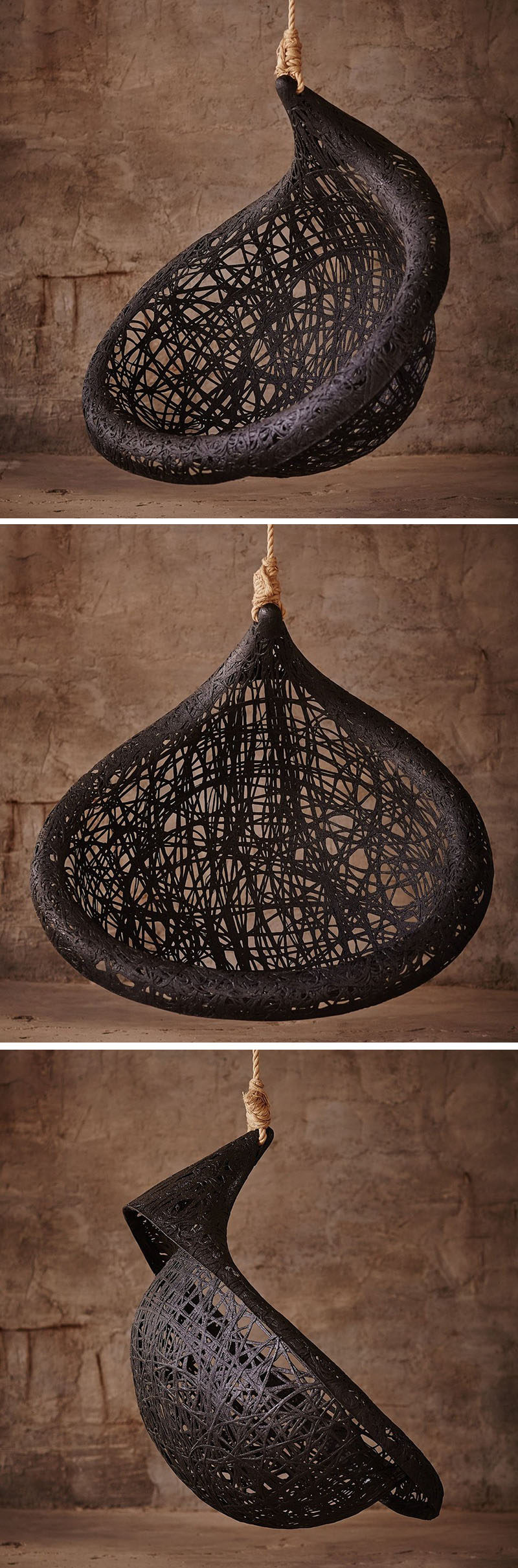 Designer Raimonds Cirulis of Maffam has created the dramatic looking Ibis Hanging Chair, that's made from volcanic basalt fibre and natural resin.