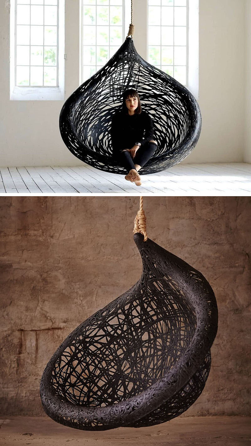 Designer Raimonds Cirulis of Maffam has created the dramatic looking Ibis Hanging Chair, that's made from volcanic basalt fibre and natural resin.