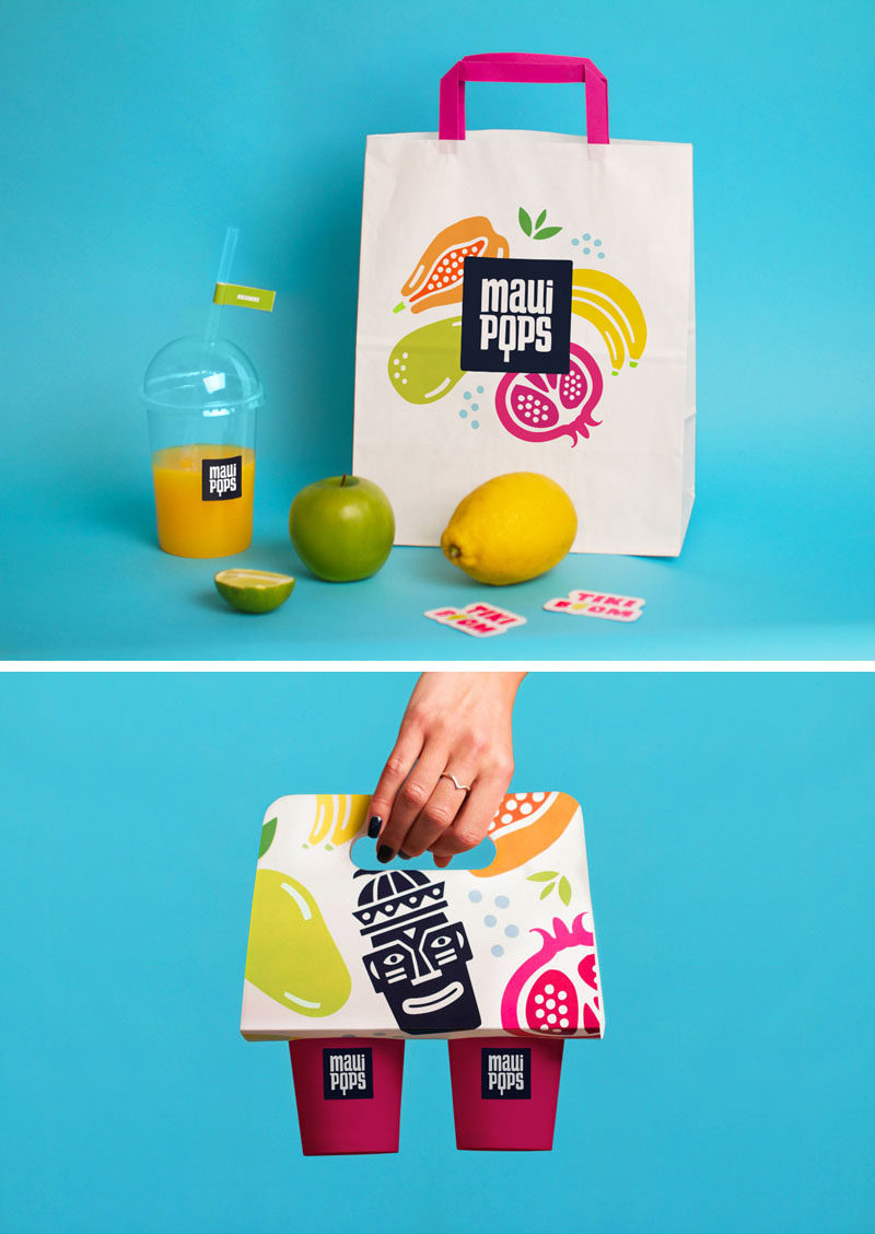 Brandon Archibald Studio have created a retail concept design for the branding, identity and interior design for Maui Pops, a popsicle and juice store in Hawaii.