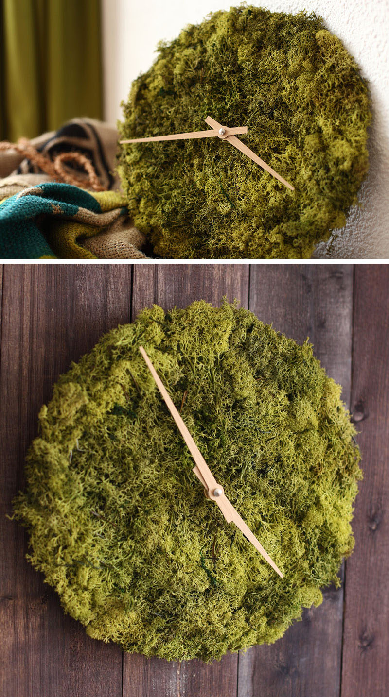 Design studio HerrMittmann, has created a modern wall clock covered in Icelandic moss, that makes it easy to display both the time and your love for nature.