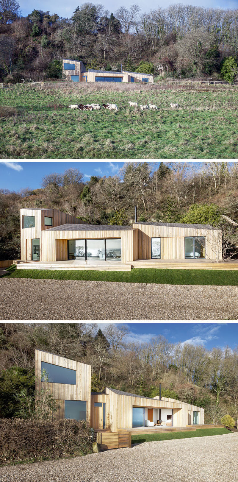 Vertical Wood Siding Covers This Contemporary Holiday House