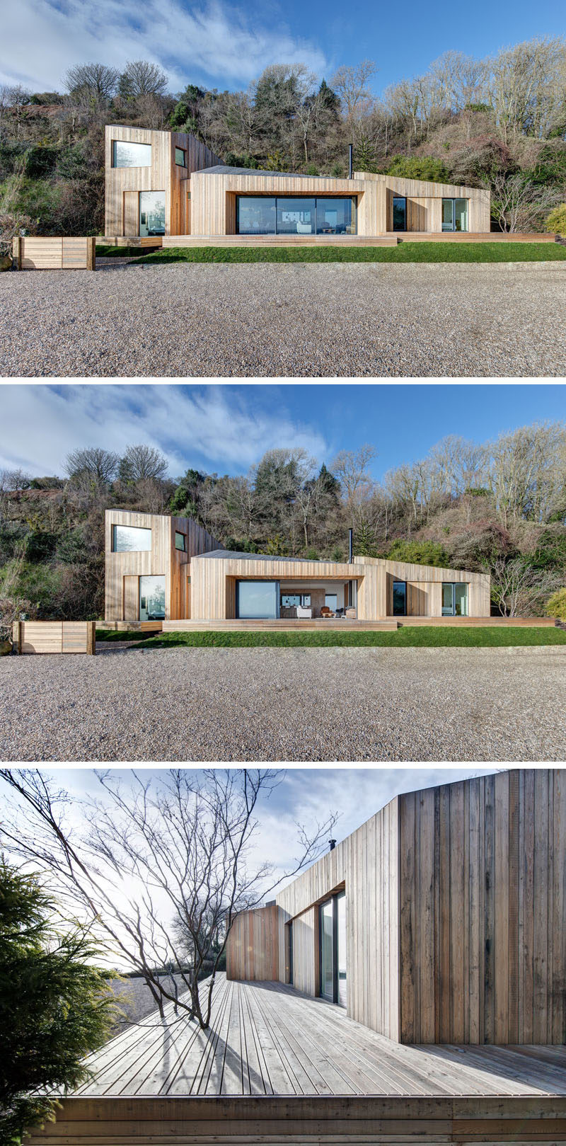 Vertical Wood Siding Covers This Contemporary Holiday House