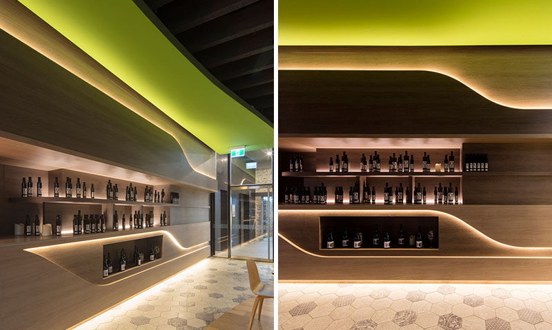 Design firm LAVA have designed Olio, a Sicilian restaurant in Sydney, that uses recessed LED lights to highlight various areas throughout the restaurant and create a nice warm modern glow.