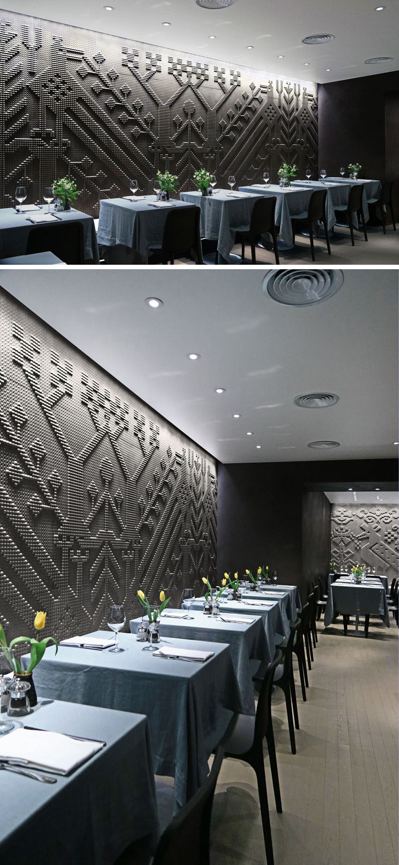 Chiseled Stone Tapestries Cover The Walls Of This Restaurant In London