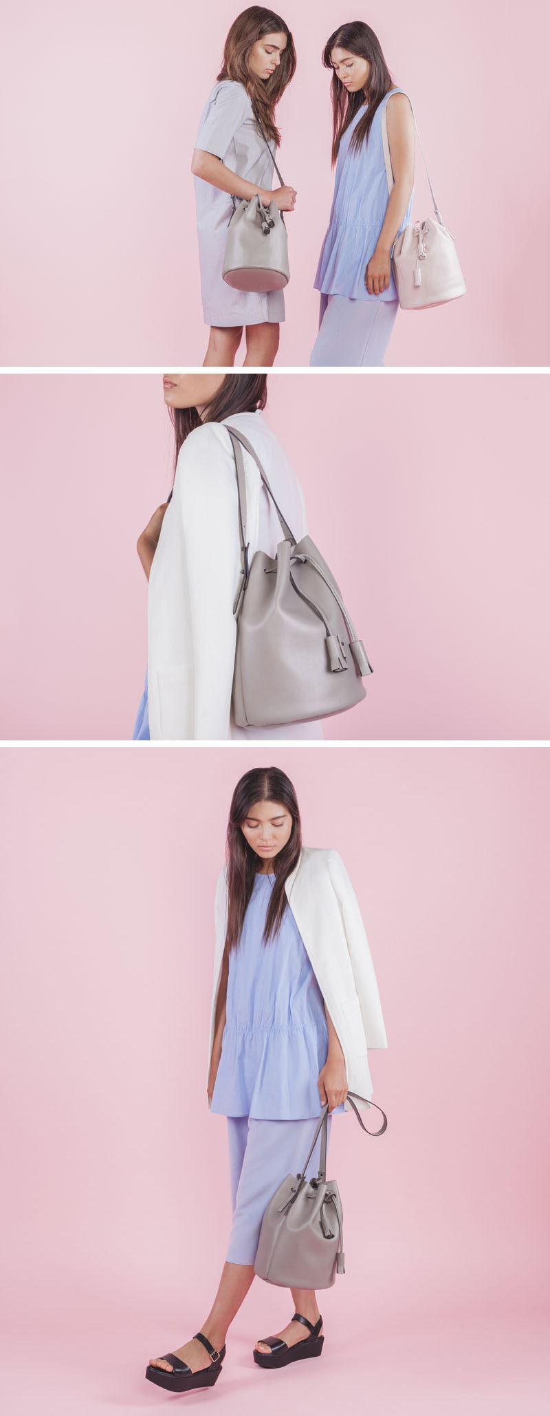 Women's Fashion Ideas - The M.R.K.T.'s Spring 2017 Collection // This minimalist bag puts a modern twist on the classic bucket bag style. The bags are available in a number of colors and are made from either MCRO LEATHER or MCRO SUEDE to create a simple bag with a smooth exterior and a surprising durability.