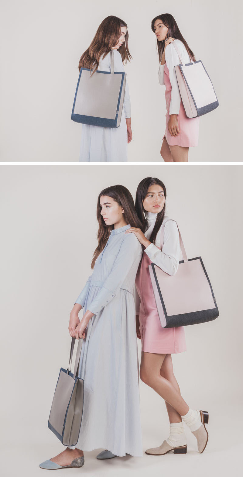 Women's Fashion Ideas - The M.R.K.T.'s Spring 2017 Collection Featuring Minimalist Bags // The two-toned Clark Tote features a structured body made from strong felt and MCRO SUEDE straps. Together the materials create a unique looking bag that's durable, lightweight, and versatile.