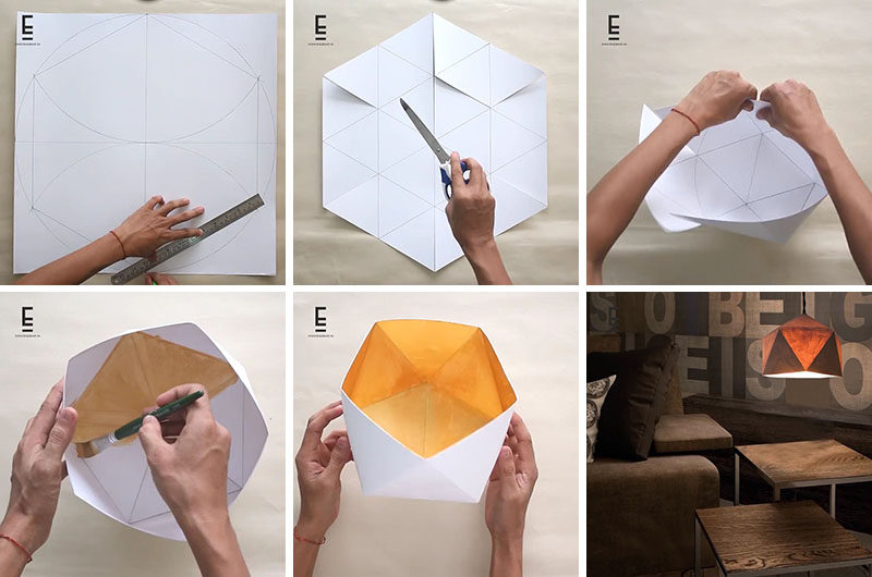 If you're into origami-inspired or geometric modern home decor, here's a simple DIY Geometric Paper Lampshade that will brighten up any interior.